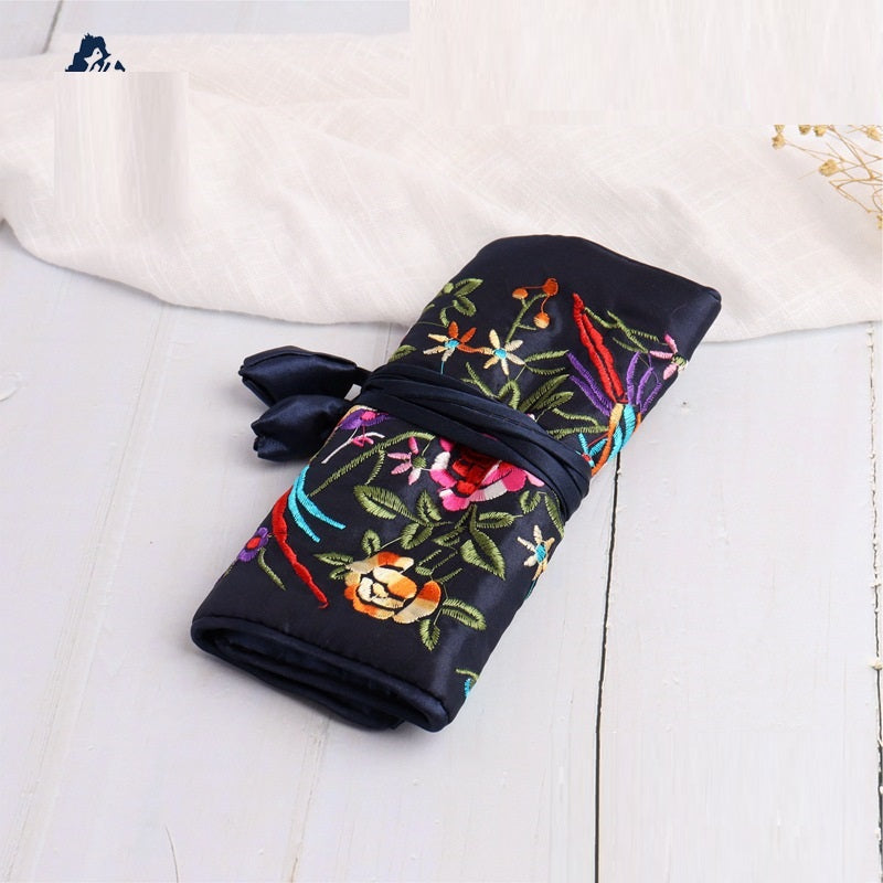 Handmade Embroidered Silk Jewelry Bag