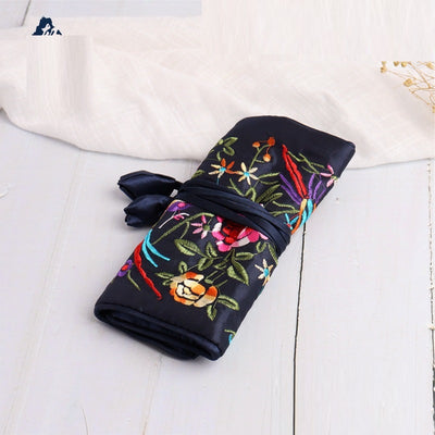 Handmade Embroidered Silk Jewelry Bag