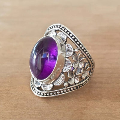 🔥Last Day 49% OFF🎁Purple Gemstone Flower Ring