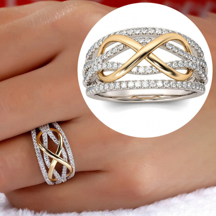 Silver Gold Waved Hollow Design Ring
