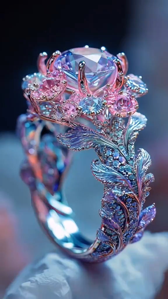 Dreamy Flower - cluster Gemstone Ring: A Dream Blooming on Your Fingertip
