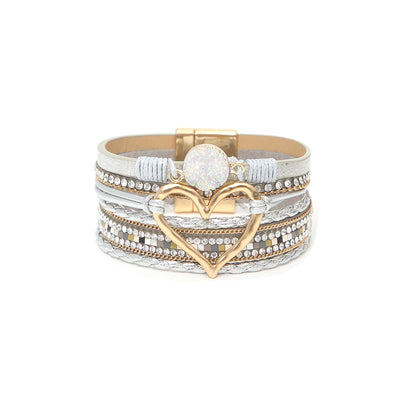 Multi-layer  Heart Leather Bracelet