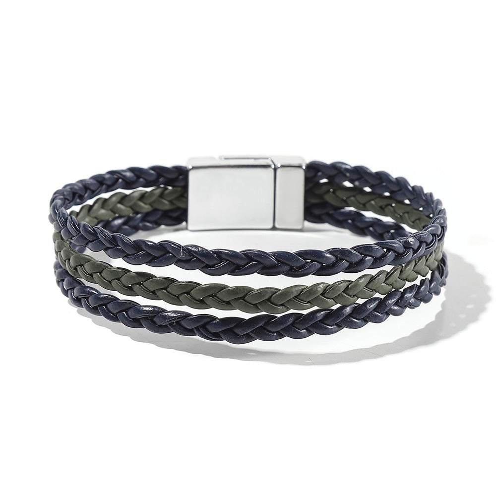 Multi Layer Leather  Magnetic Buckle Bracelet