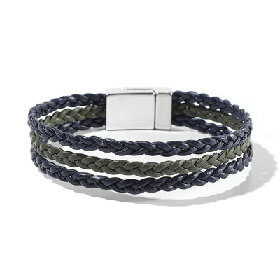 Multi Layer Leather  Magnetic Buckle Bracelet