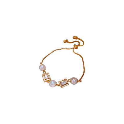 Zircon Square Mermaid  Pearl  Bracelet