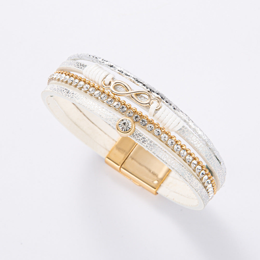 Multi Layer Leather 8-shaped  Bracelet
