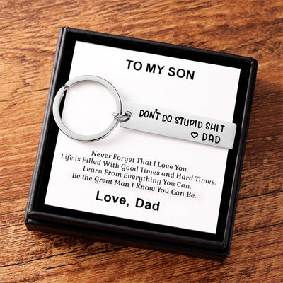 Don't Do Stupid Funny Keychain Gift Box Set for Son and Daughter