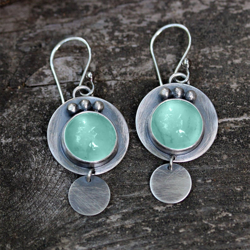 Retro Geometric Disc Earrings