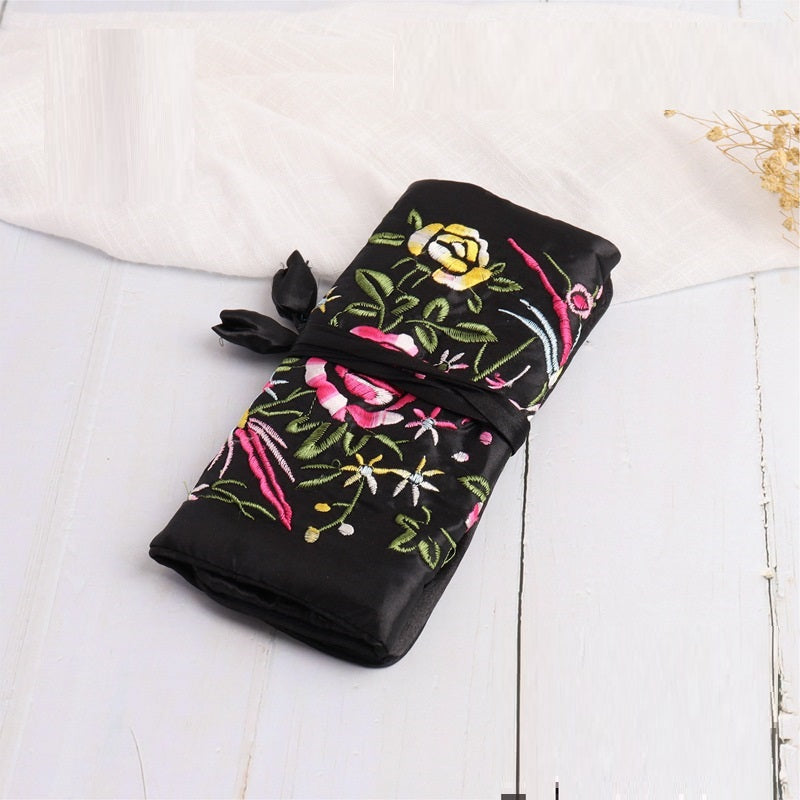 Handmade Embroidered Silk Jewelry Bag