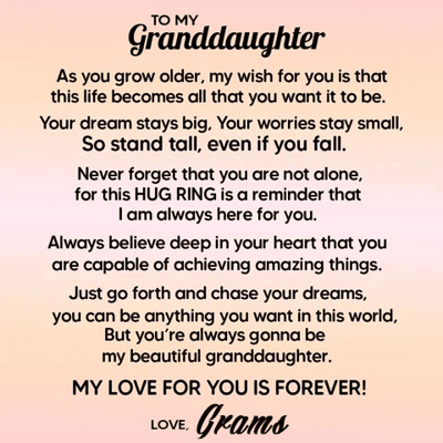 To Granddaughter -925 Sterling Silver Hug Ring (Adjustable - One Size Fits All)