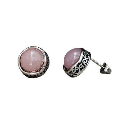Crysau clustiau carreg naturiol crys glas vintage boho