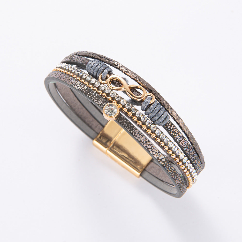 Multi Layer Leather 8-shaped  Bracelet