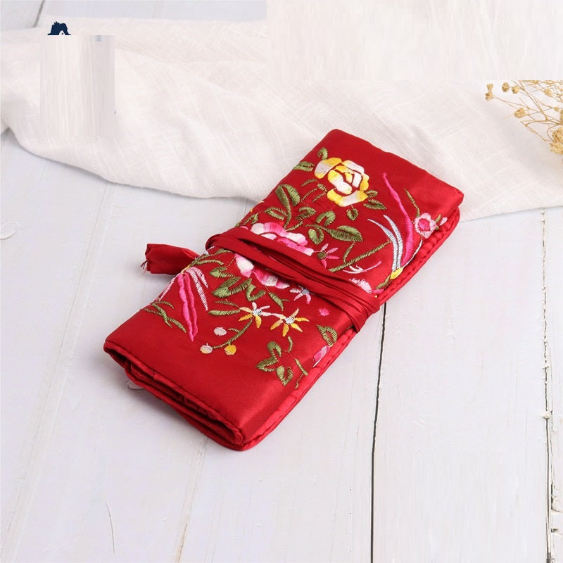 Handmade Embroidered Silk Jewelry Bag