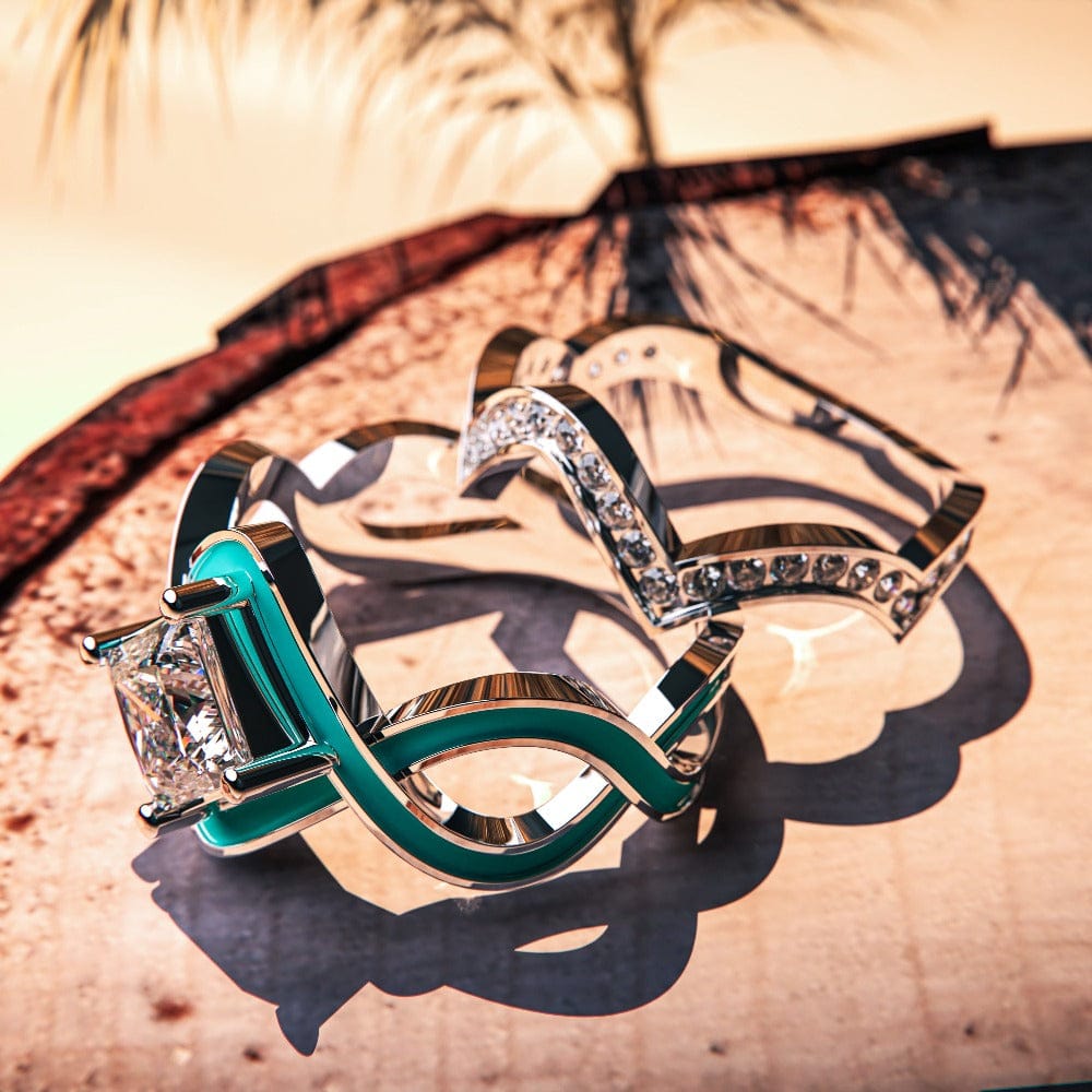 The Ocean Wave: 2-Piece Set Ring - S925 Sterling Silver