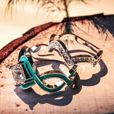 The Ocean Wave: 2-Piece Set Ring - S925 Sterling Silver
