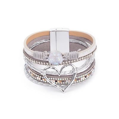Multi-layer  Heart Leather Bracelet