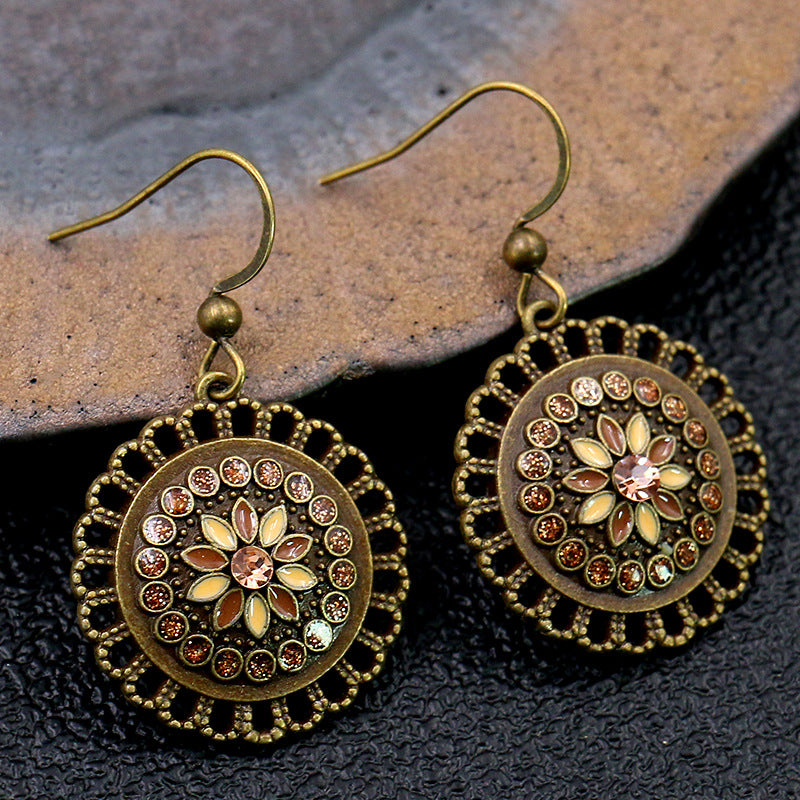Hollow Flower Round Earrings