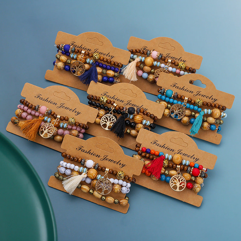 Multi-layer Wooden Bead Bead Bracelet