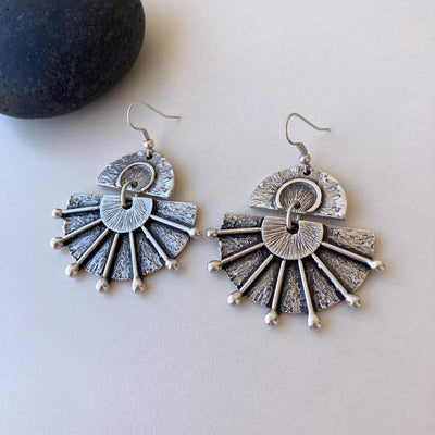 Vintage Boho Anatolian Hammered Ethnic Dangle Gold Antique Silver Earrings