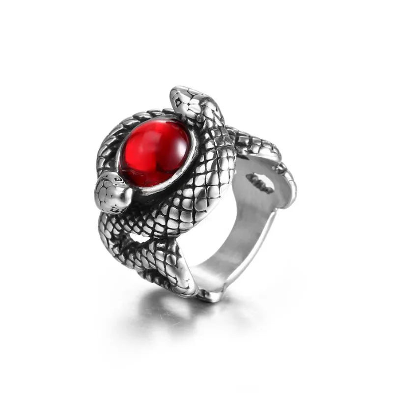 Gothic Snake Gemstone  Sterling Silver Ring