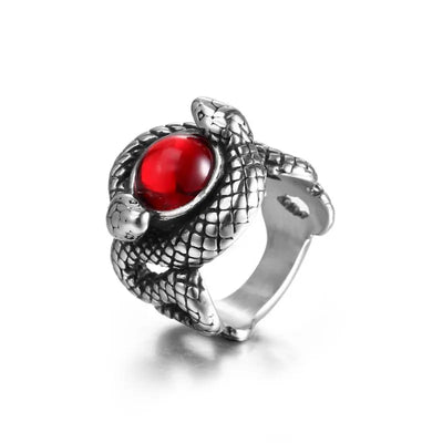 Gothic Snake Gemstone  Sterling Silver Ring