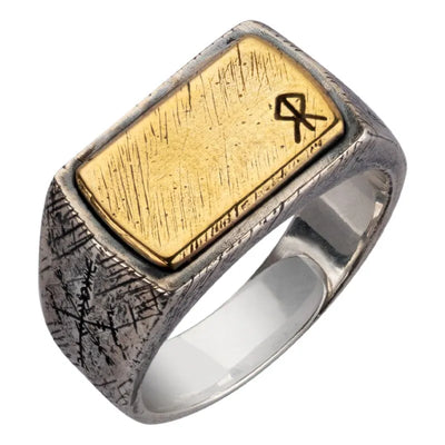 Handmade 925 Sterling Silver Viking Rune with Thor Hammer Ring - Gothic Lolita