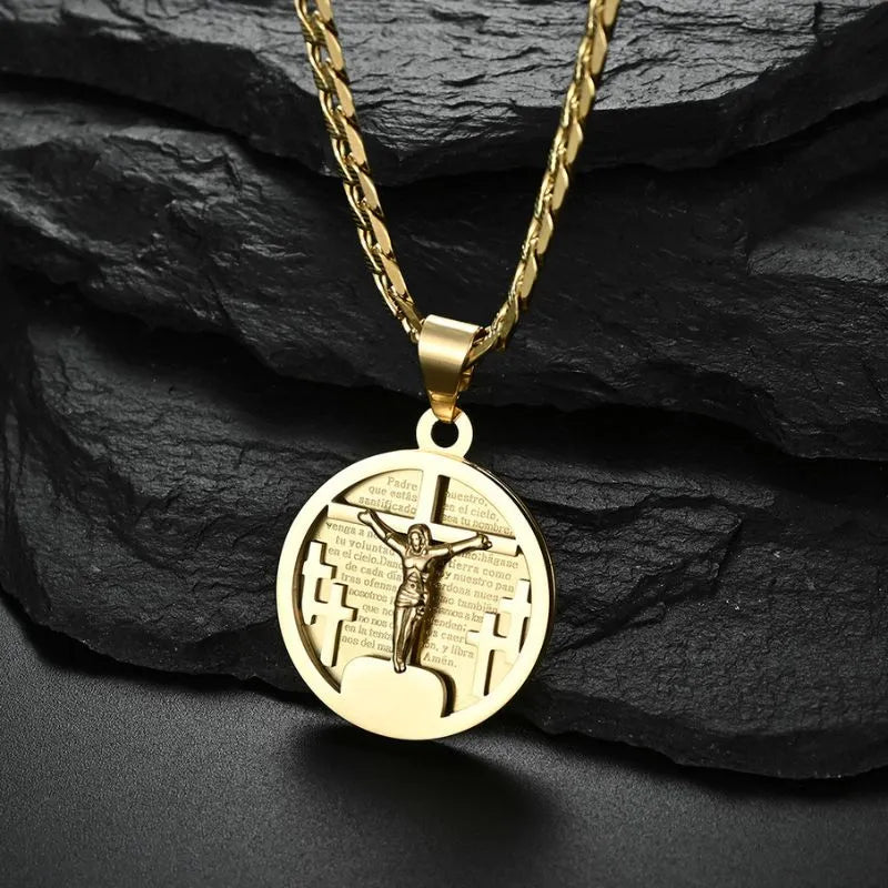 Hip-hop Cross Disc Pendant