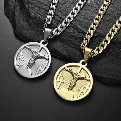 Hip-hop Cross Disc Pendant