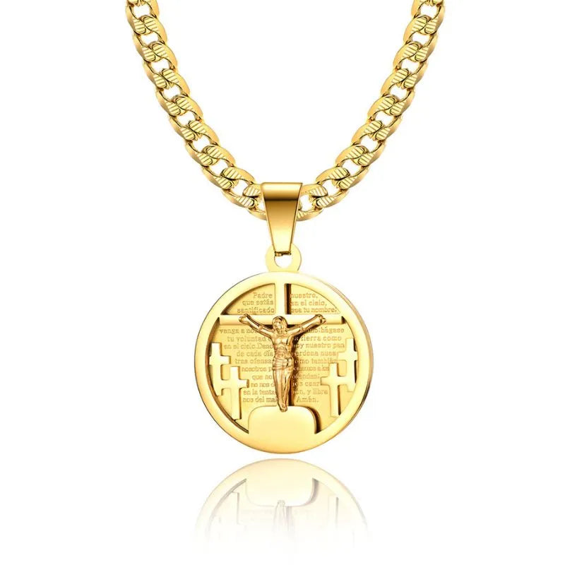 Hip-hop Cross Disc Pendant