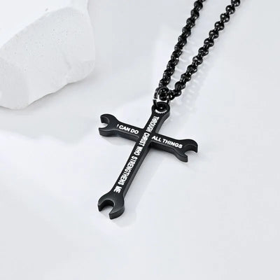 I Can Do All Things  Sterling Silver Lever Cross Pendant