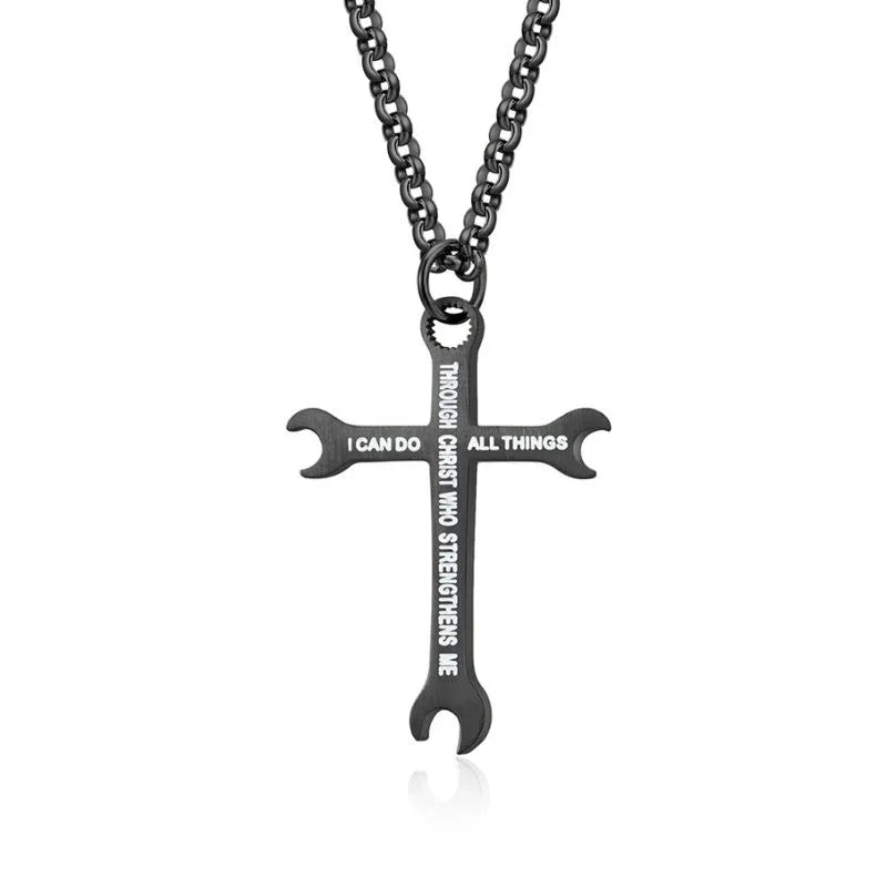 I Can Do All Things  Sterling Silver Lever Cross Pendant