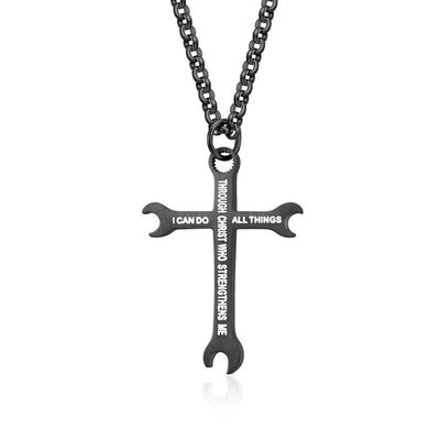 I Can Do All Things  Sterling Silver Lever Cross Pendant