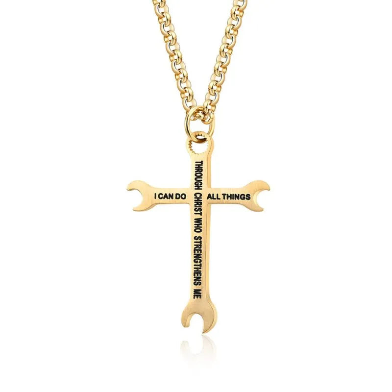 I Can Do All Things  Sterling Silver Lever Cross Pendant