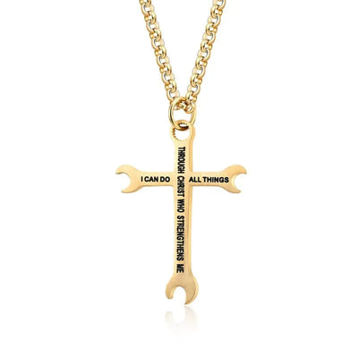 I Can Do All Things  Sterling Silver Lever Cross Pendant