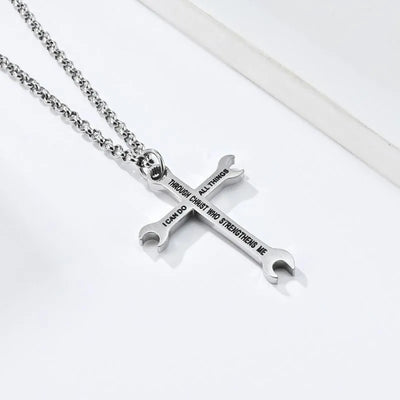 I Can Do All Things  Sterling Silver Lever Cross Pendant