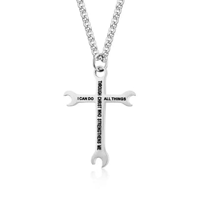 I Can Do All Things  Sterling Silver Lever Cross Pendant