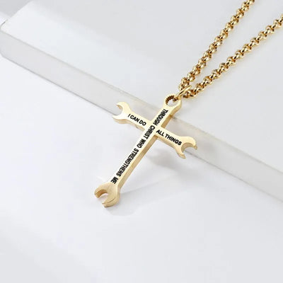 I Can Do All Things  Sterling Silver Lever Cross Pendant