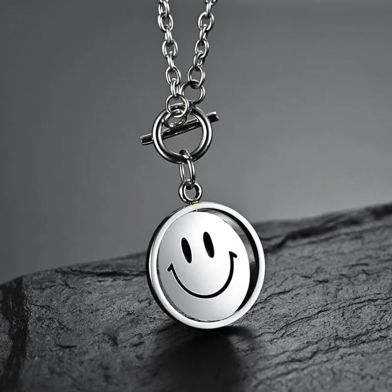 Ins Crying And Smiling Face Rotate Necklace