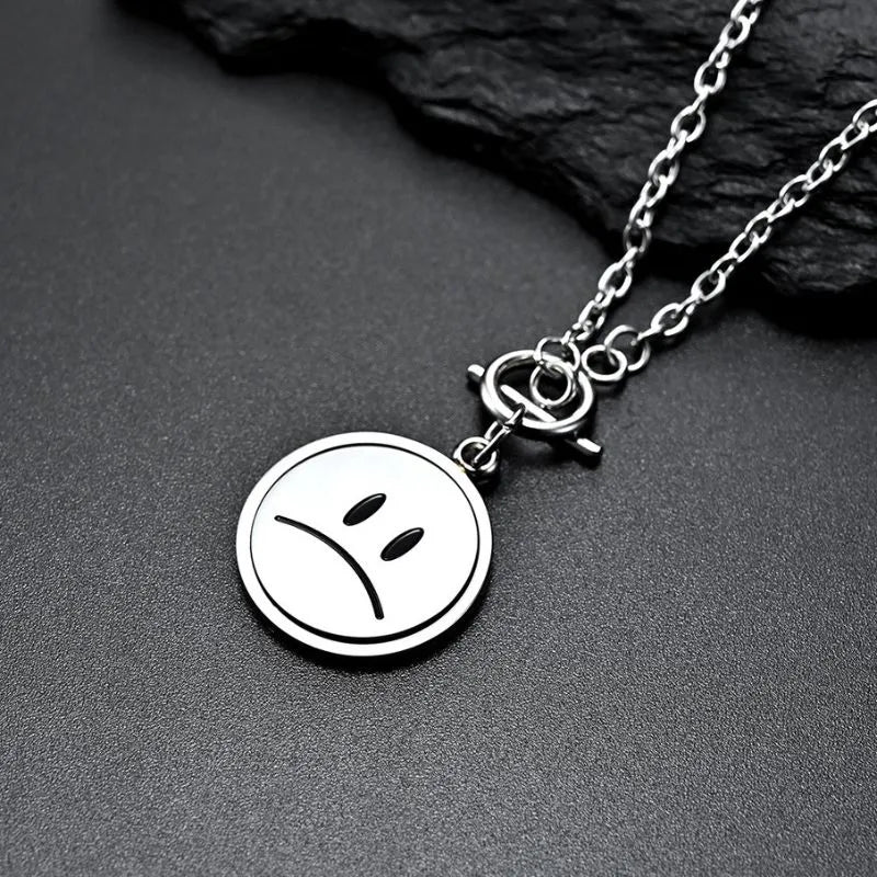 Ins Crying And Smiling Face Rotate Necklace