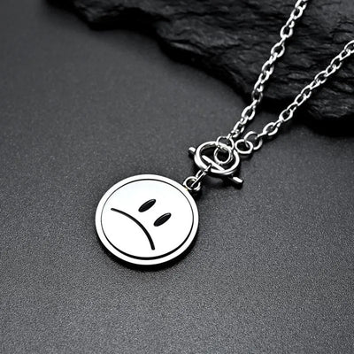 Ins Crying And Smiling Face Rotate Necklace