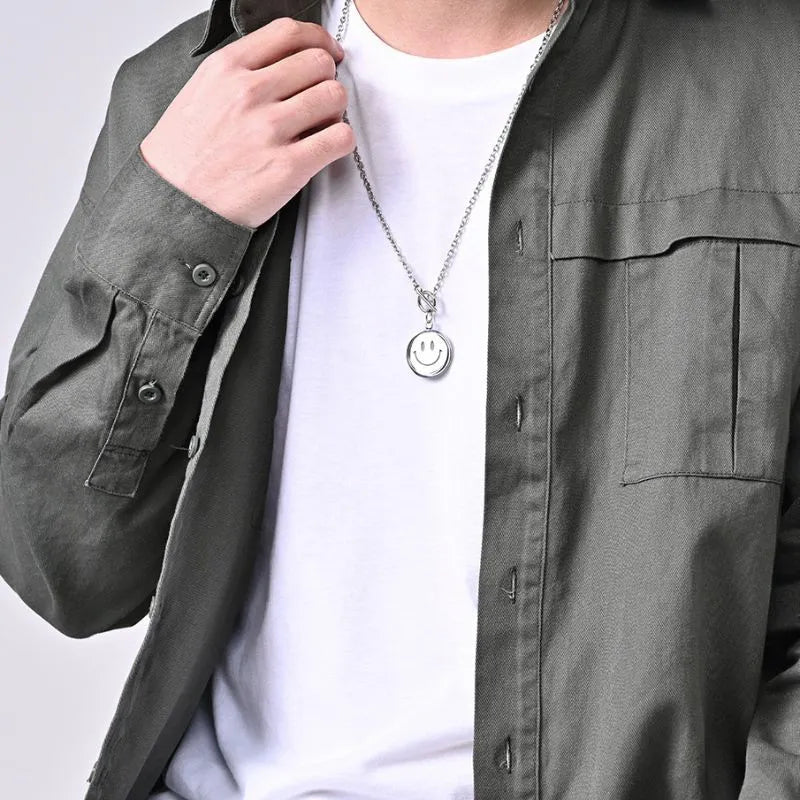 Ins Crying And Smiling Face Rotate Necklace