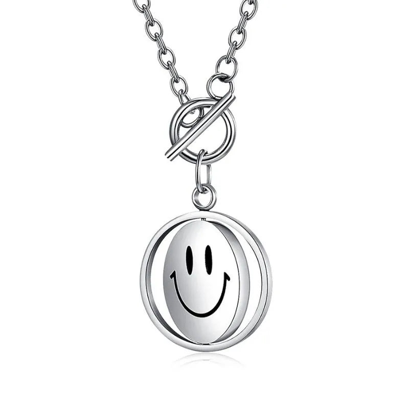 Ins Crying And Smiling Face Rotate Necklace
