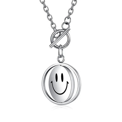 Ins Crying And Smiling Face Rotate Necklace