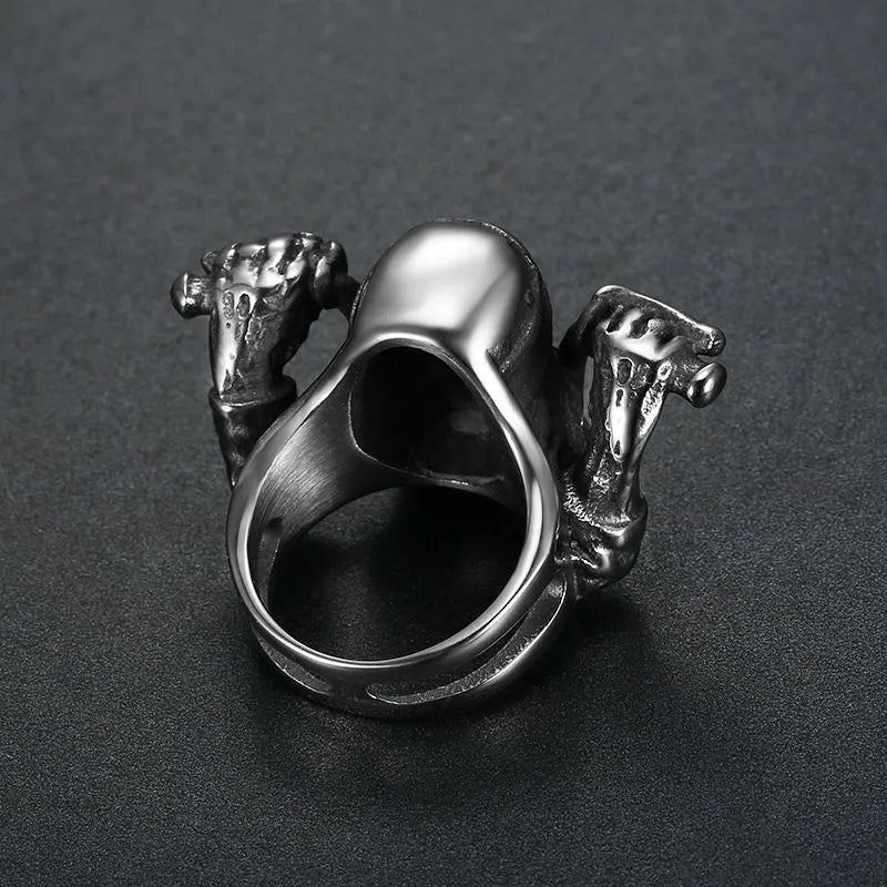 Motorcycle Style Skull   Sterling Silver Ring