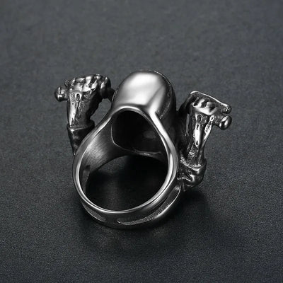 Motorcycle Style Skull   Sterling Silver Ring