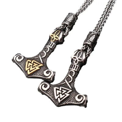 Nordic Viking Thor Hammer Valknut Pendant