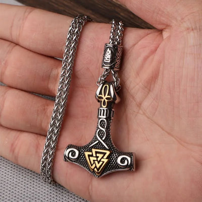 Nordic Viking Thor Hammer Valknut Pendant