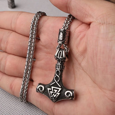 Nordic Viking Thor Hammer Valknut Pendant