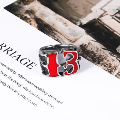 Number 13  Sterling Silver Ring