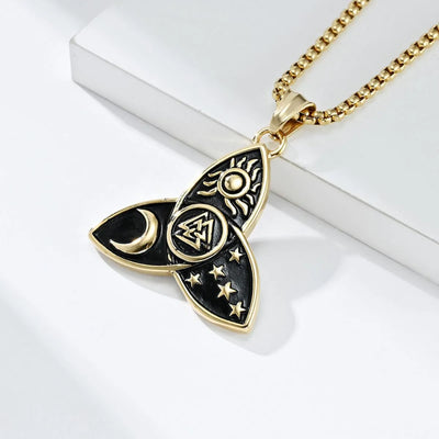 Celtic Knot Sun Moon Star Valknut  Sterling Silver Pendant